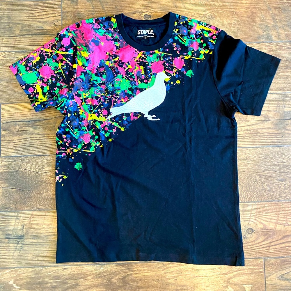 Staple Black Paint Splatter T-Shirt, Mens Size L